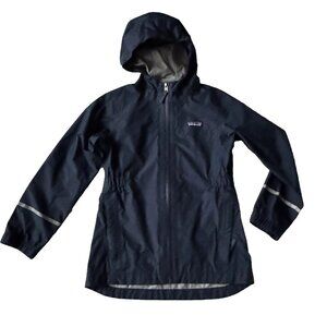 Patagonia Girls S 7-8 H2no Torrentshell Rain Jacket Windbreaker Navy Blue 3L